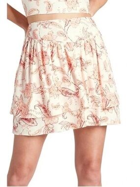 Express Tiered Linen Blend Skirt